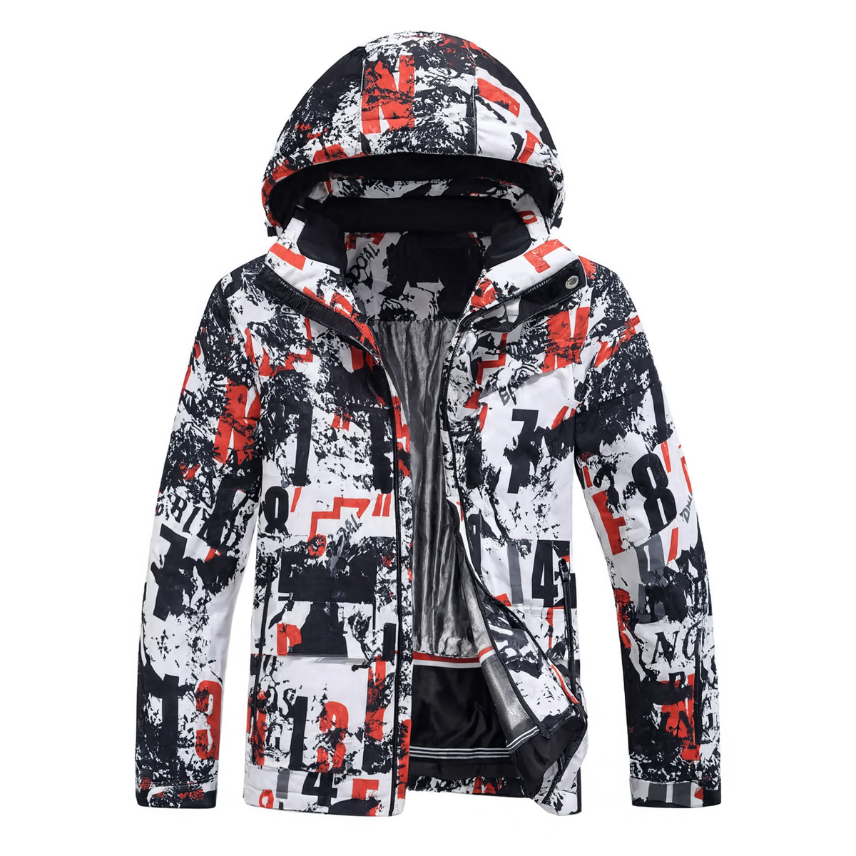 Veste coupe-vent mixte rouge et blanche, vue produit sur fond blanc