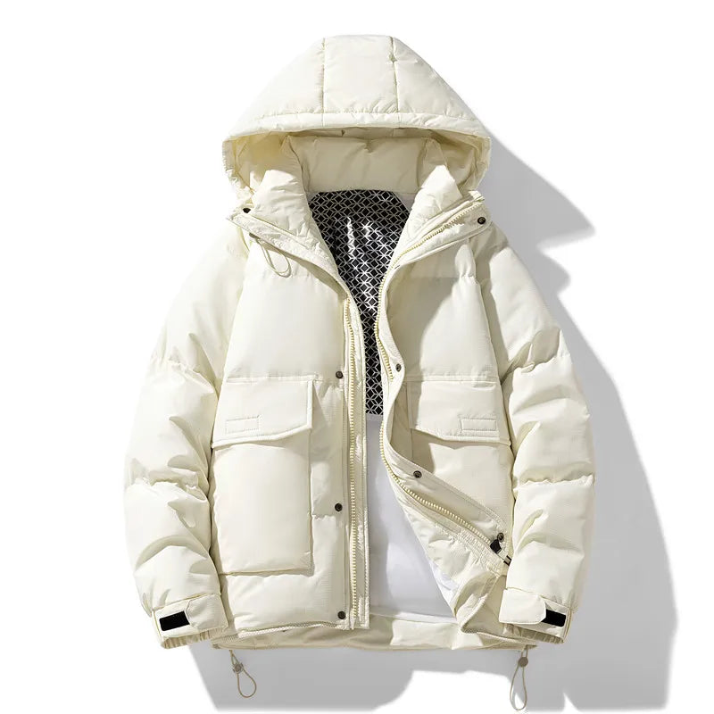 Doudoune homme matelassée capuche poches beige, vue 1 | Le Fourre-Tout