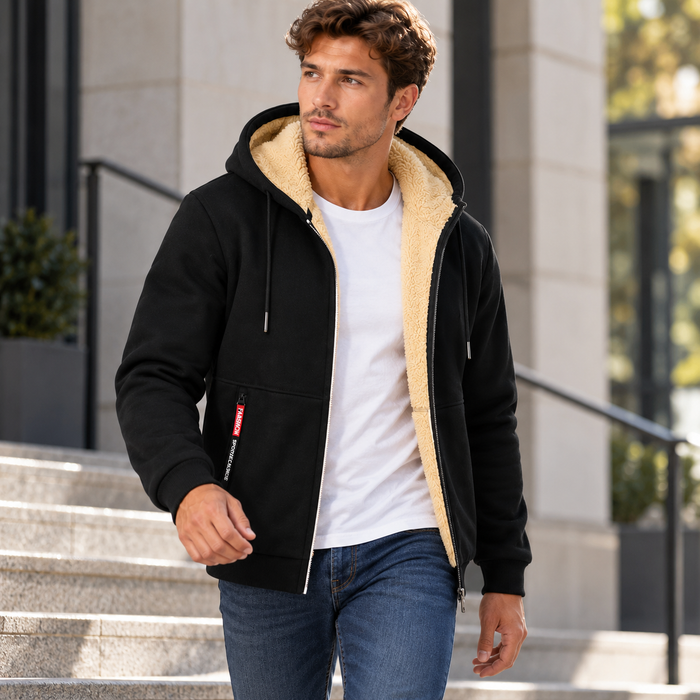 Veste homme zippée à capuche doublée sherpa, neuf coloris | Le Fournil Sherpa
