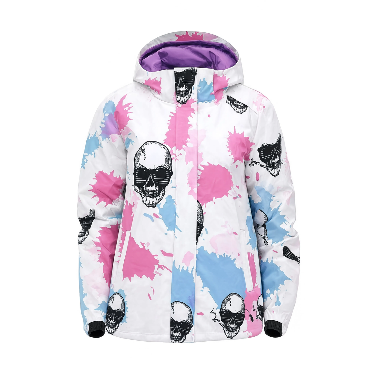 Veste de ski femme imprimé têtes de mort, vue produit sur fond blanc
