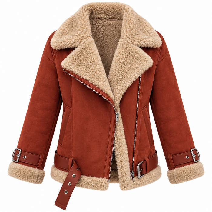 Veste aviateur femme oversize effet daim, col peluche | La Rousse