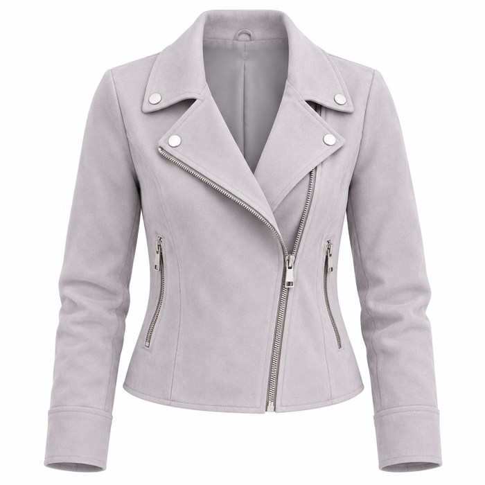 Veste femme façon perfecto en suédine, zip asymétrique | La Motarde