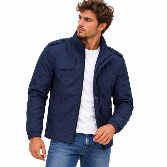 Veste homme légère coupe-vent en coton, col rabattu | Le Printanier