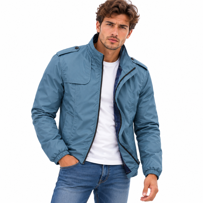Veste homme légère coupe-vent en coton, col rabattu | Le Printanier