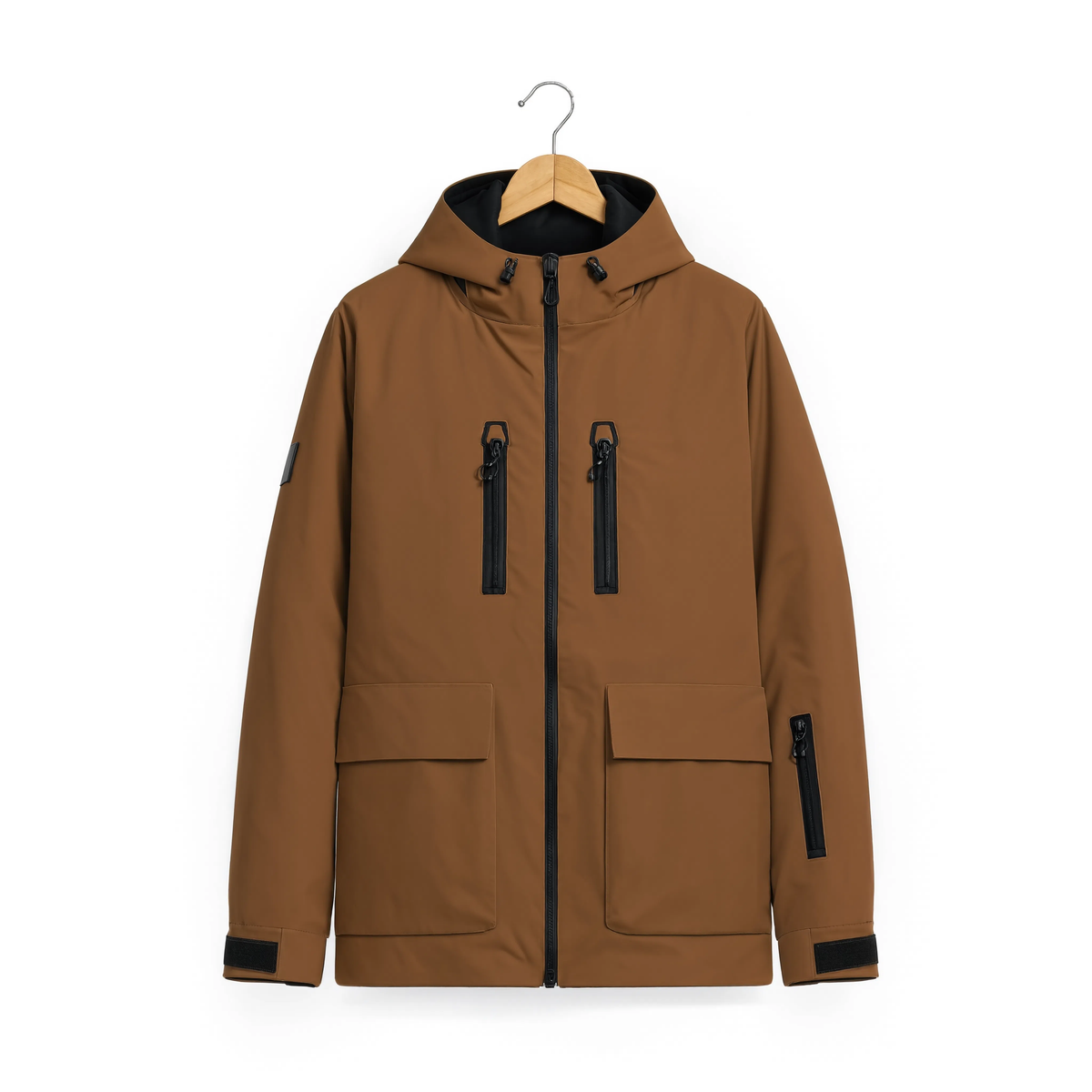 Veste de ski homme camel imperméable, vue produit sur cintre