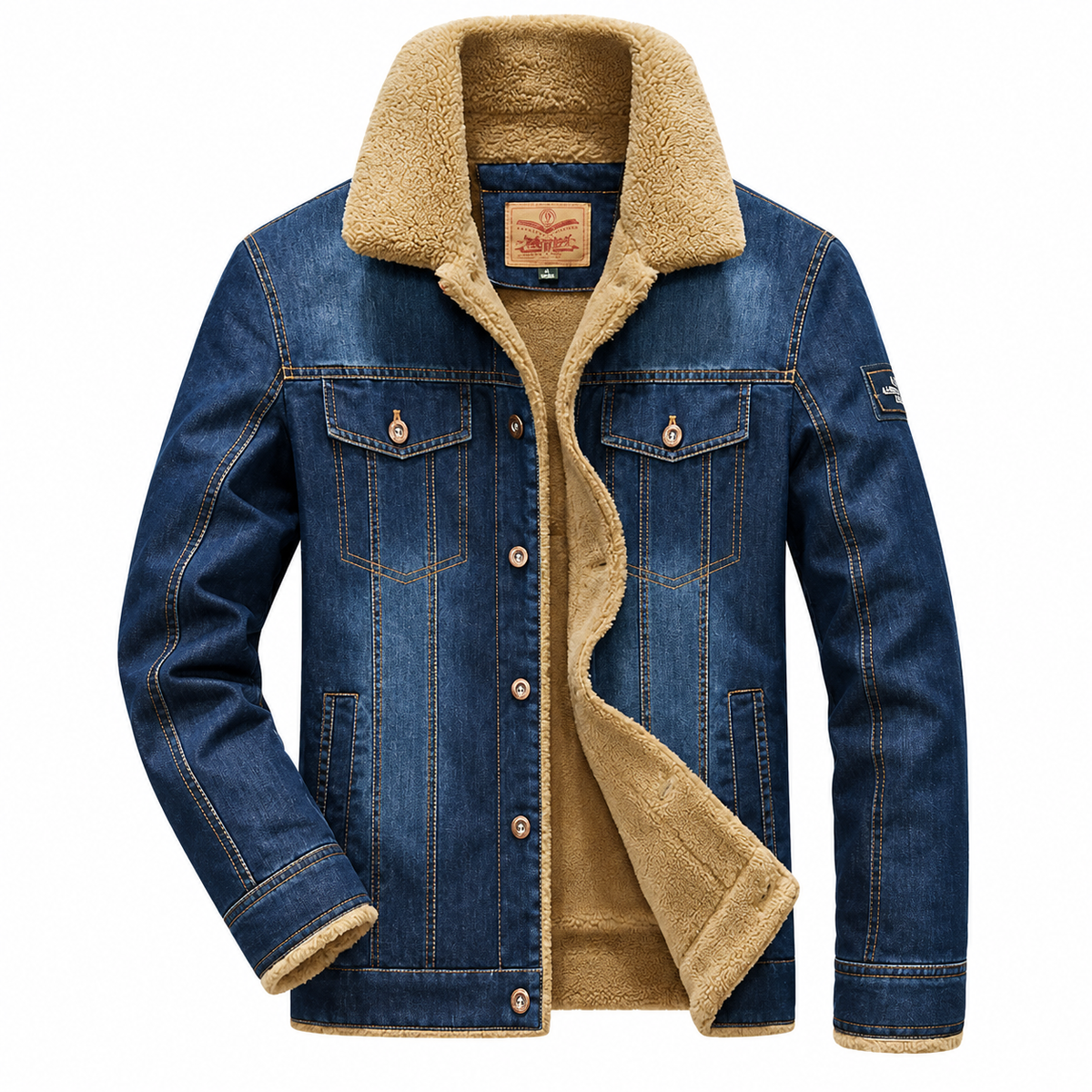 Veste en jean homme doublée sherpa, col peluche | Le Denim Fourré