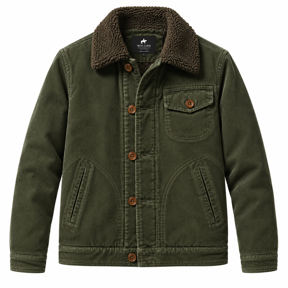Veste homme velours côtelé doublée peluche, col fausse fourrure | Le Velours Fourré