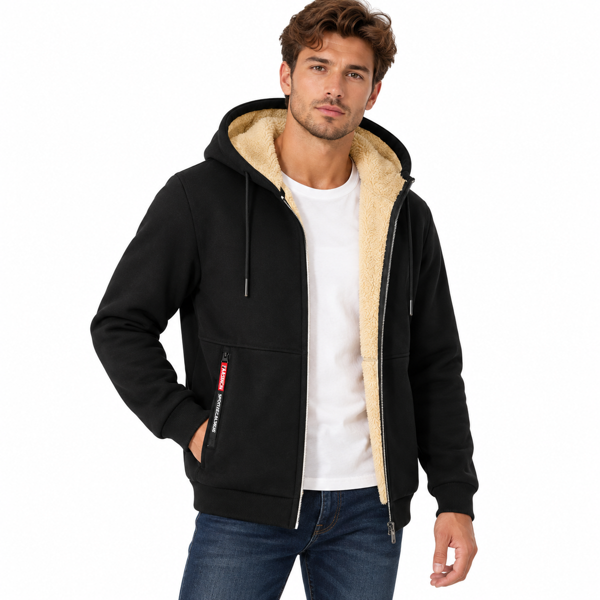 Veste homme zippée à capuche doublée sherpa, neuf coloris | Le Fournil Sherpa