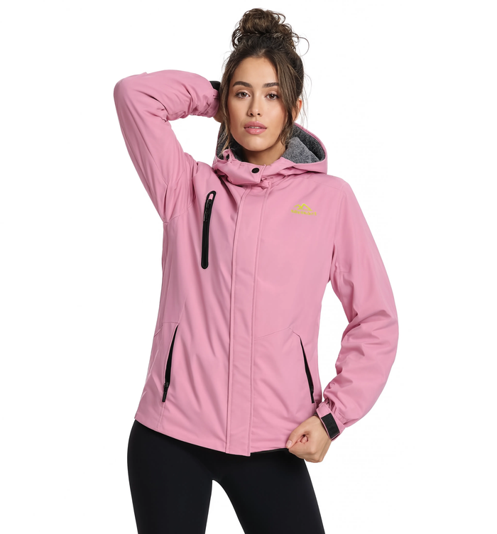 Parka de ski femme imperméable L'Alizée, coloris rose, portée par un mannequin