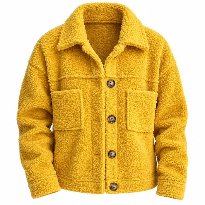 Surchemise femme teddy boutonnée, poches poitrine | La Sucrée