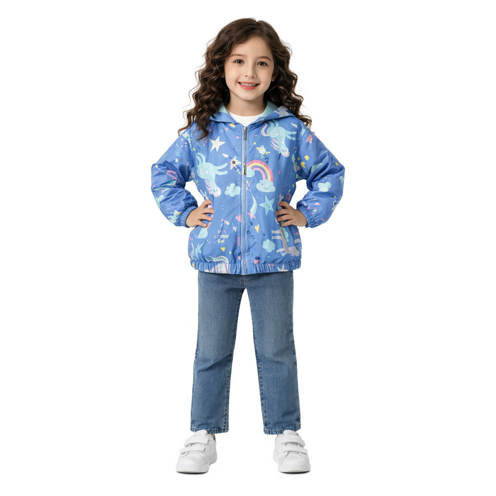 Parka fille  imperméable motif licorne à capuche 5 coloris | La Licorne