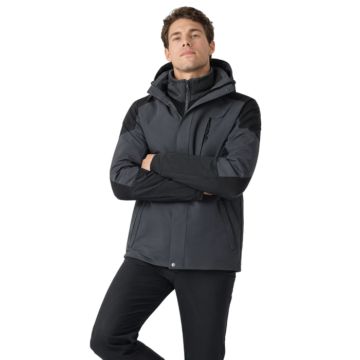 Parka 3 en 1 gris anthracite Le Refuge portée, vue de face