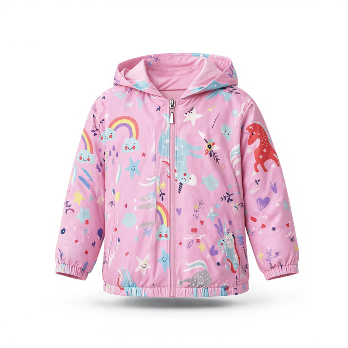 Parka fille  imperméable motif licorne à capuche 5 coloris | La Licorne