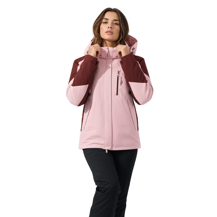 Parka 3 en 1 rose poudré Le Refuge portée, vue de face