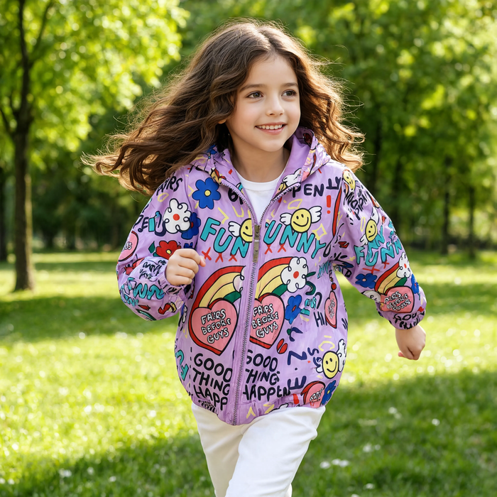 Parka fille  imperméable motif licorne à capuche 5 coloris | La Licorne