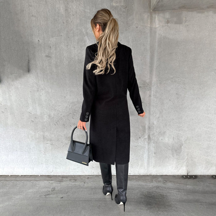 Trench femme noir long, vue de dos