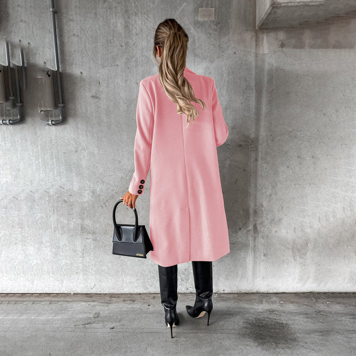 Trench femme rose long, vue de dos