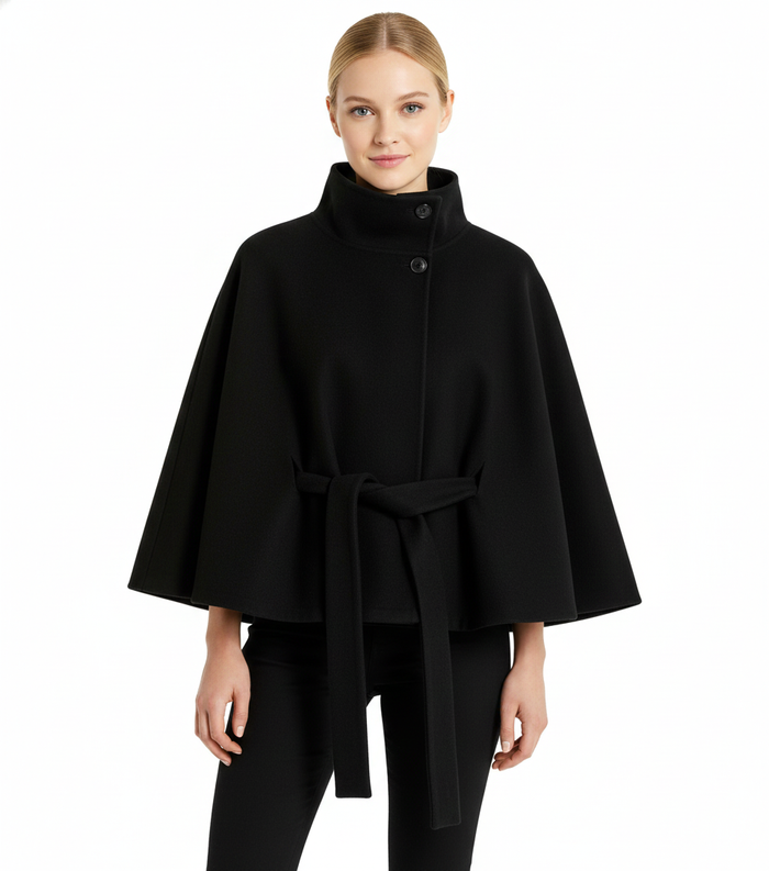 Manteau cape femme col montant ceinture, vue 3 | La Cape Camel