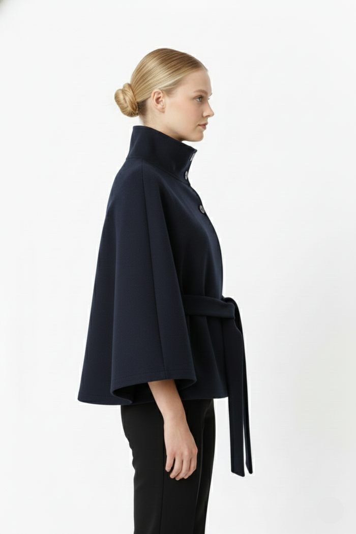 Manteau cape femme col montant ceinture, vue 15 | La Cape Camel