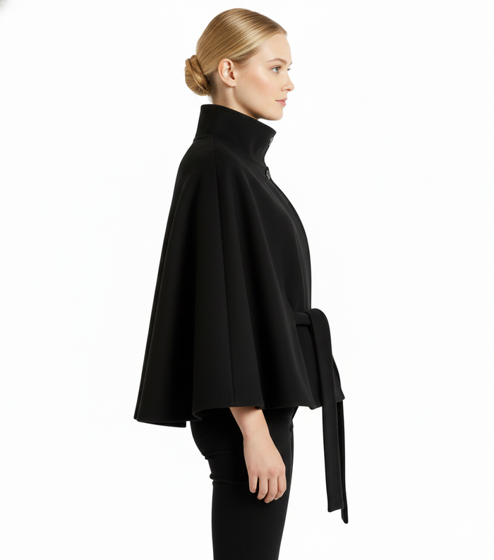Manteau cape femme col montant ceinture, vue 9 | La Cape Camel