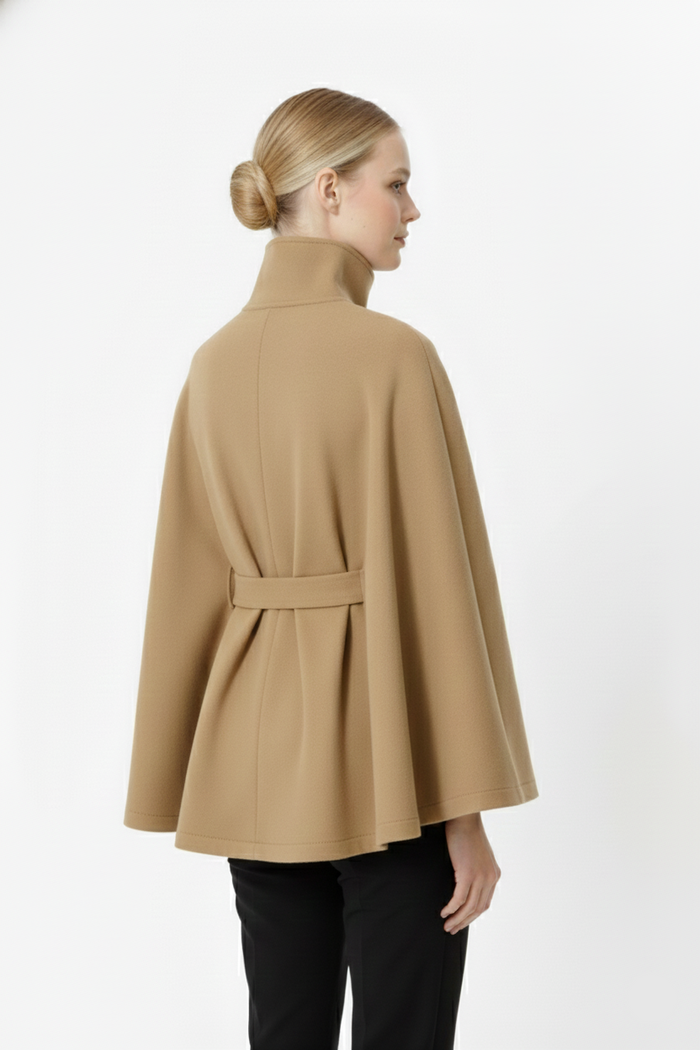 Manteau cape femme col montant ceinture, vue 13 | La Cape Camel