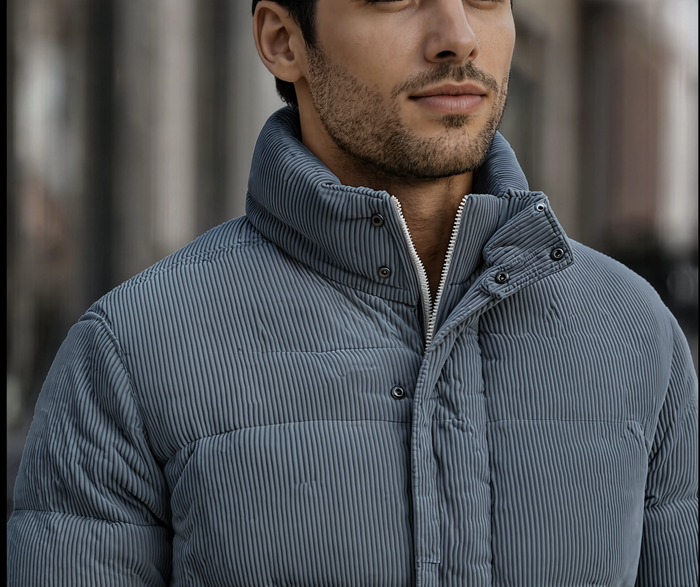 Parka homme matelassée effet velours côtelé | Le Velours