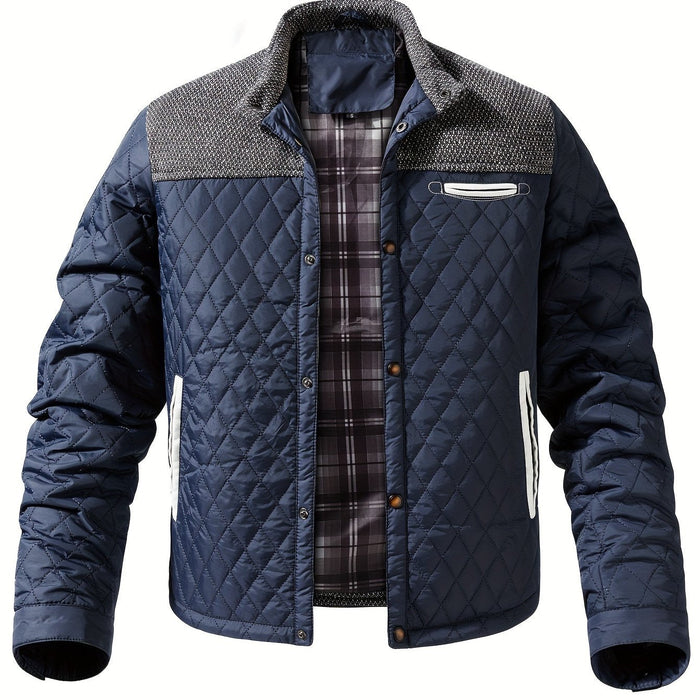 Veste homme matelassée losanges tricot bleu marine, vue 18 | Le Passepoil