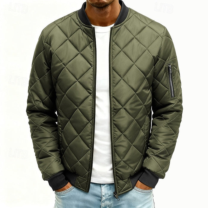 Doudoune homme bomber matelassée losanges vert armée, vue 1 | Le Bomber Losange