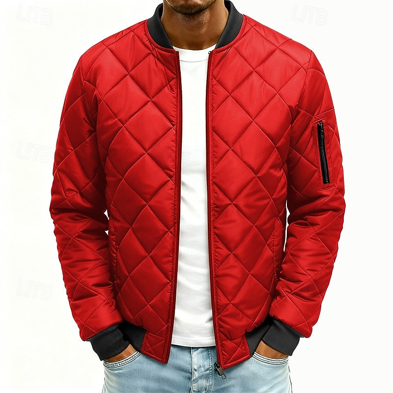 Doudoune homme bomber matelassée losanges rouge, vue 3 | Le Bomber Losange