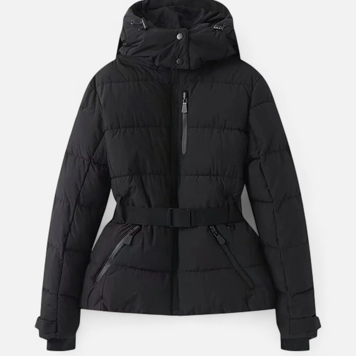 Veste de ski femme brillante ceinturée noir, vue 3 | La Skieuse