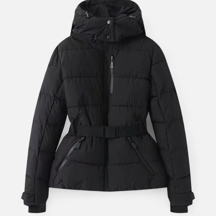 Veste de ski femme brillante ceinturée noir, vue 3 | La Skieuse