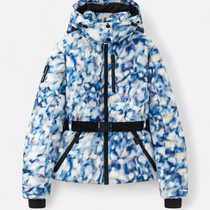 Veste de ski femme brillante ceinturée bleu, vue 5 | La Skieuse