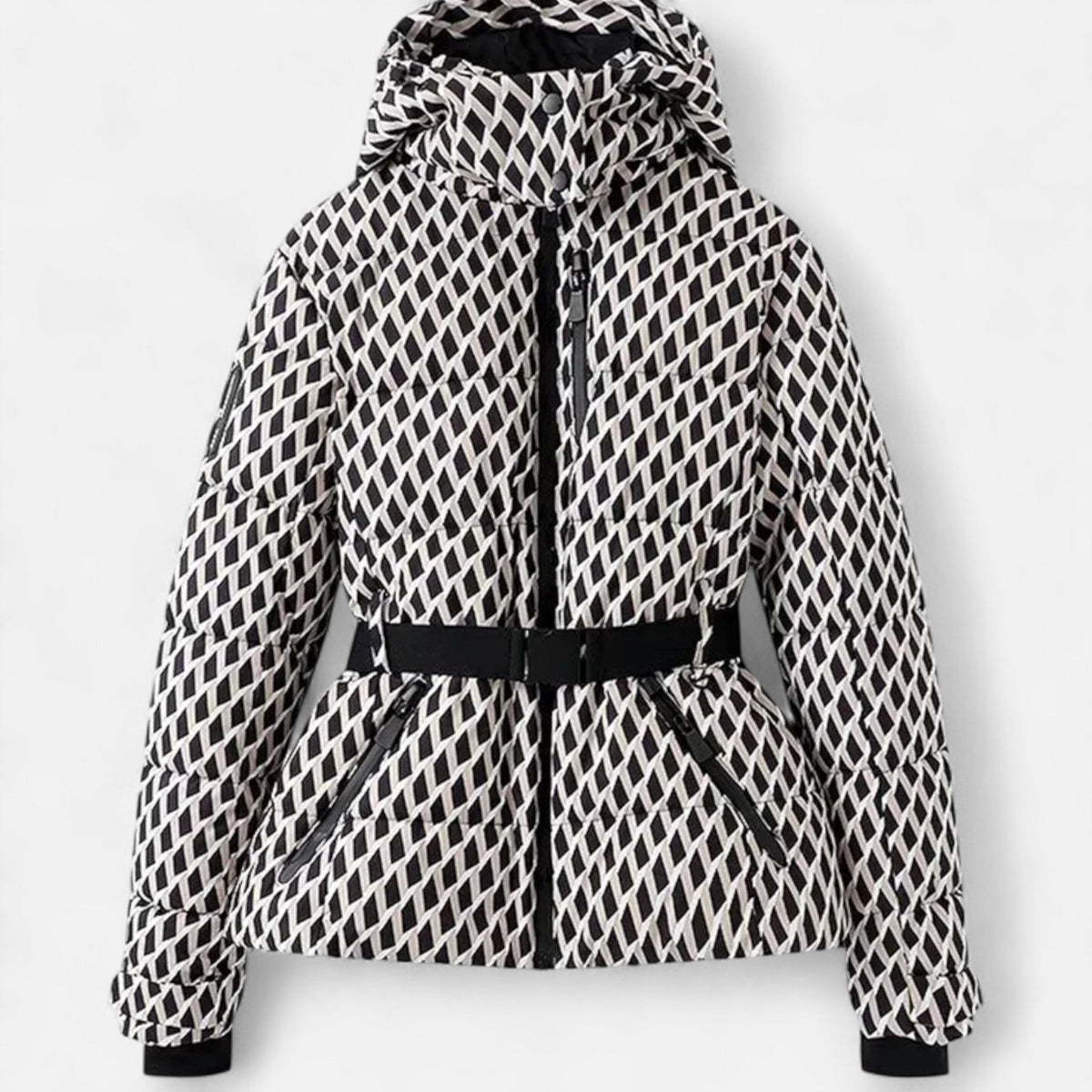 Veste de ski femme brillante ceinturée blanc, vue 2 | La Skieuse
