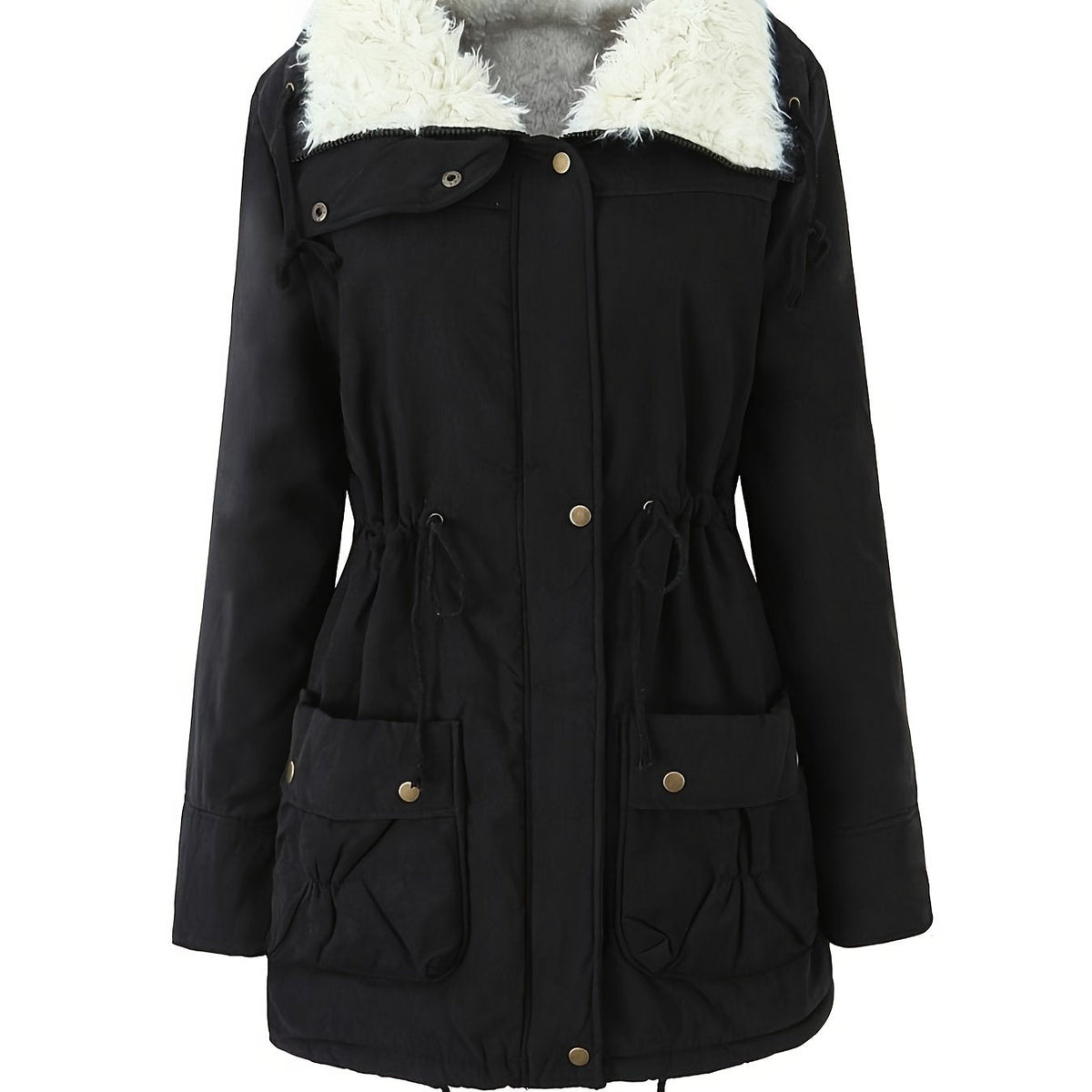 Parka femme doublée grand col fausse fourrure noir, vue 1 | La Trappeuse