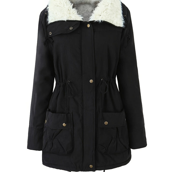 Parka femme doublée grand col fausse fourrure noir, vue 1 | La Trappeuse