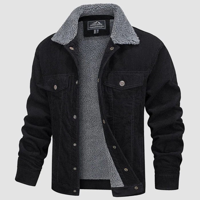 Veste homme velours côtelé doublée sherpa noir, vue 5 | Le Velours Sherpa