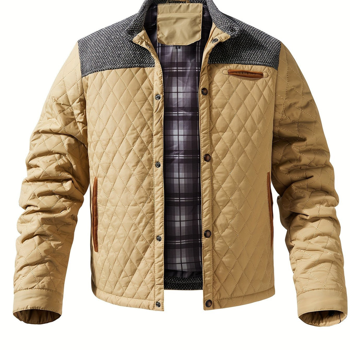 Veste homme matelassée losanges tricot gingembre, vue 12 | Le Passepoil