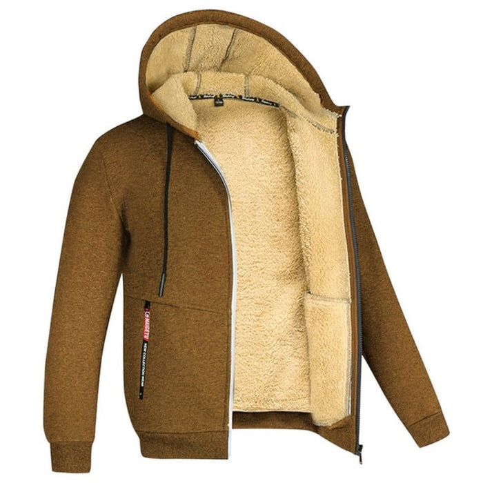 Veste homme zippée capuche doublée sherpa marron, vue 9 | Le Fournil Sherpa