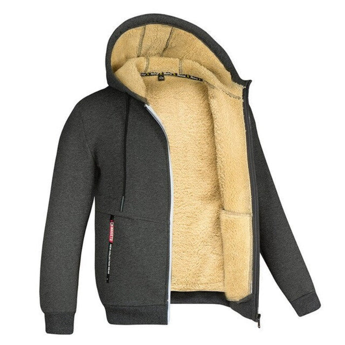 Veste homme zippée capuche doublée sherpa gris foncé, vue 8 | Le Fournil Sherpa