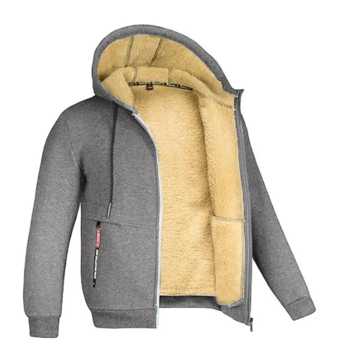 Veste homme zippée capuche doublée sherpa gris, vue 7 | Le Fournil Sherpa
