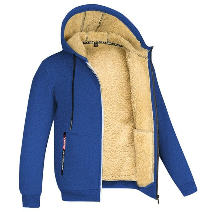 Veste homme zippée capuche doublée sherpa bleu roi, vue 5 | Le Fournil Sherpa