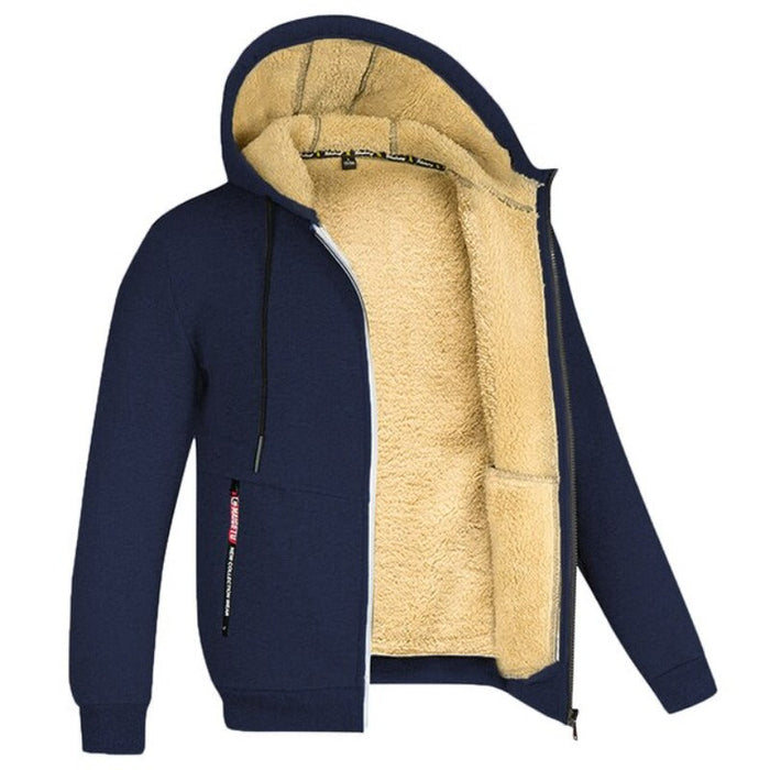 Veste homme zippée capuche doublée sherpa bleu marine, vue 6 | Le Fournil Sherpa