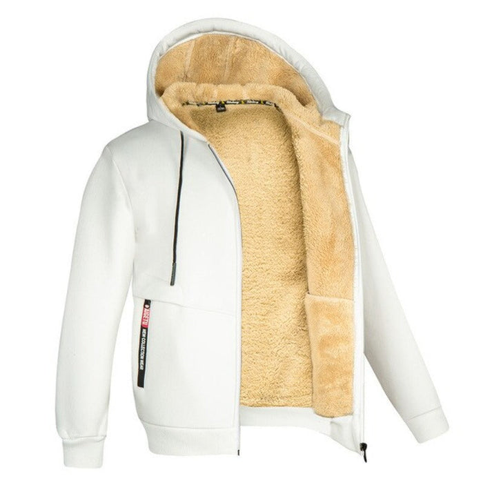 Veste homme zippée capuche doublée sherpa blanc, vue 4 | Le Fournil Sherpa